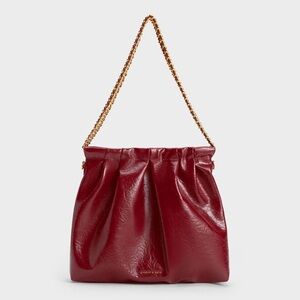 Charles and Keith Duo Double Chain Bag Burgundy